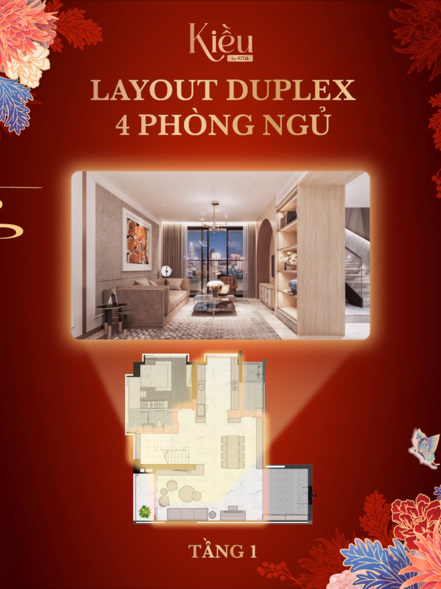 Kiều by KITA – Tiêu chuẩn sống đẳng cấp của đại gia đình Sài Gòn. Tại vị trí tầng 23-24, căn hộ Duplex của Kiều by KITA mang đến một không gian sống tinh tế và đẳng cấp, hoàn hảo cho các đại gia đình nhiều thế hệ tại Sài Gòn. Sự kết hợp hài hòa giữa phong cách hiện đại và nét kiến trúc truyền thống, với thiết kế hai tầng rộng rãi, mang lại cảm giác thoáng đãng và ấm cúng cho căn hộ. Các căn hộ gồm 3 đến 4 phòng ngủ, tối ưu cho nhu cầu sống của các thế hệ trong gia đình, đáp ứng đầy đủ những tiện ích thượng lưu và phong cách sống đỉnh cao của người Sài Gòn. #KieubyKITA #KITAGroup #NguoiSaiGon #Saigonese #NangThoLuuGiuBanSacNguoiSaiGon