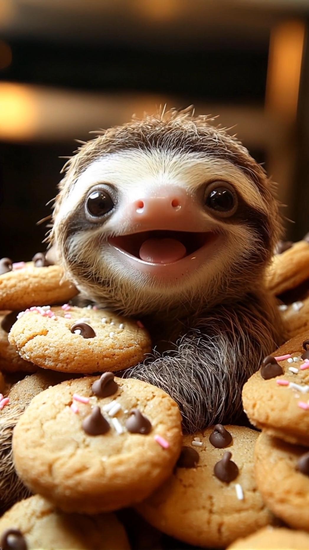 yummi cookies 🍪🦥 #cute #happy #sloth #🦥 