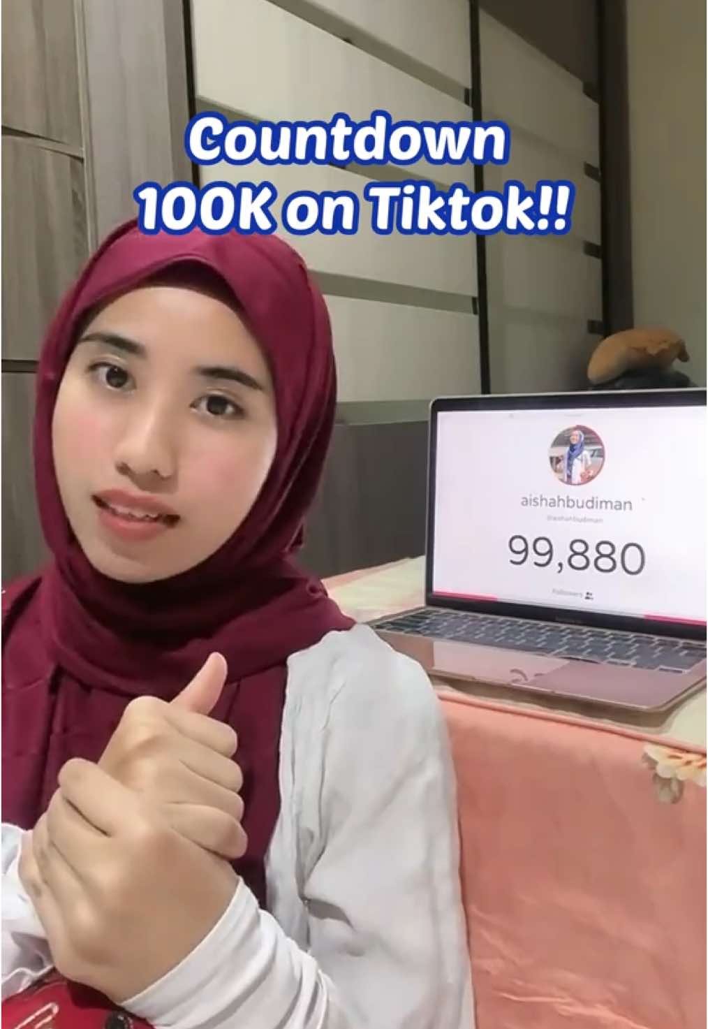 Finally, 100K followers on Tiktok! Wahhh thank you so much semua, support tt saya! Really appreciate it & tak expect. Next kita target YT 🤩#countdown #100k #100ktiktok #100kcountdown