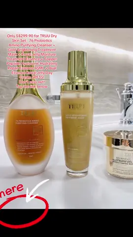 Only S$299.90 for TRUU Dry Skin Set - 76 Probiotics Amino Purifying Cleanser + Gold Brightening Treatment Mask + Royal Jelly Moisture Treatment Essence + Copper Peptide Hyaluronic Hydrating Repair Essence 45ML + Dual Essence Royal Jelly Day Cream SPF35! Don't miss out! Tap the link below #truu #76probioticsaminopurifyingcleanser #skincare #beauty #skincareset #truu #beauty #skinrepair #tiktokshopsg #weeklywedrush #tiktokshopsgsale #tiktokshop #tiktoksg #好物分享 #tiktokshopcrossborder_seasales #sgtiktok #singapore #sgbrandweek #tiktokshopsingapore #postandwin #tiktokshopfinds #rookie #tiktoksingapore #tiktokshopsgcommunity #womenftiktok #tiktokshoptreats #tiktokshopsgthursday #createtowin #sharonlewyy #冷酷傲慢 #冷酷傲慢~shop #tiktokmalay #tiktokchinese #tiktokindia #tiktokmalaysia #sgshop #fypsg #trending #viral #goodthings #sg #singaporetiktok #sgviral #hotsales #creatorsearchinsights 