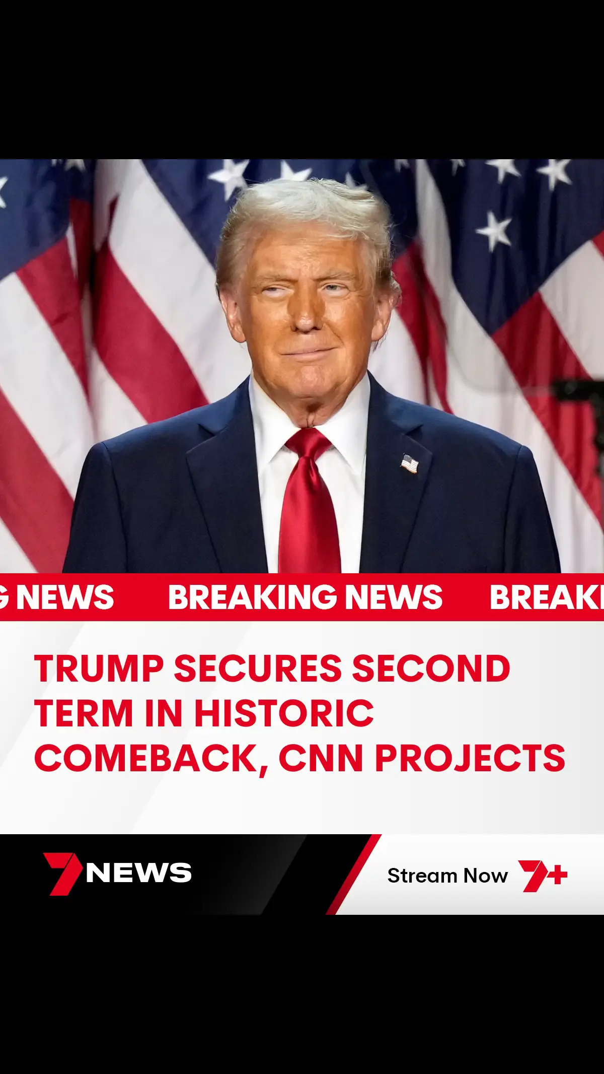 Donald Trump will be America’s 47th president, CNN has projected, after mounting the most momentous comeback in political history that will hand him massive, disruptive power at home and will send shockwaves around the world. #donaldtrump #trump #trumpwins  #trump2024 #uselection #uspolitics #7NEWS 