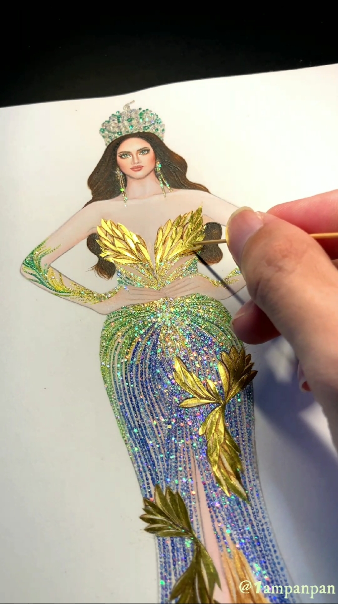 💛👑@rachelgupta_ @missgrandinternational @thuonggiaky.designer  llustration: @1ampanpan #missgrandinternational #rachelgupta #thuonggiaky #fashionillustration #drawing #tiktokgiaitri 