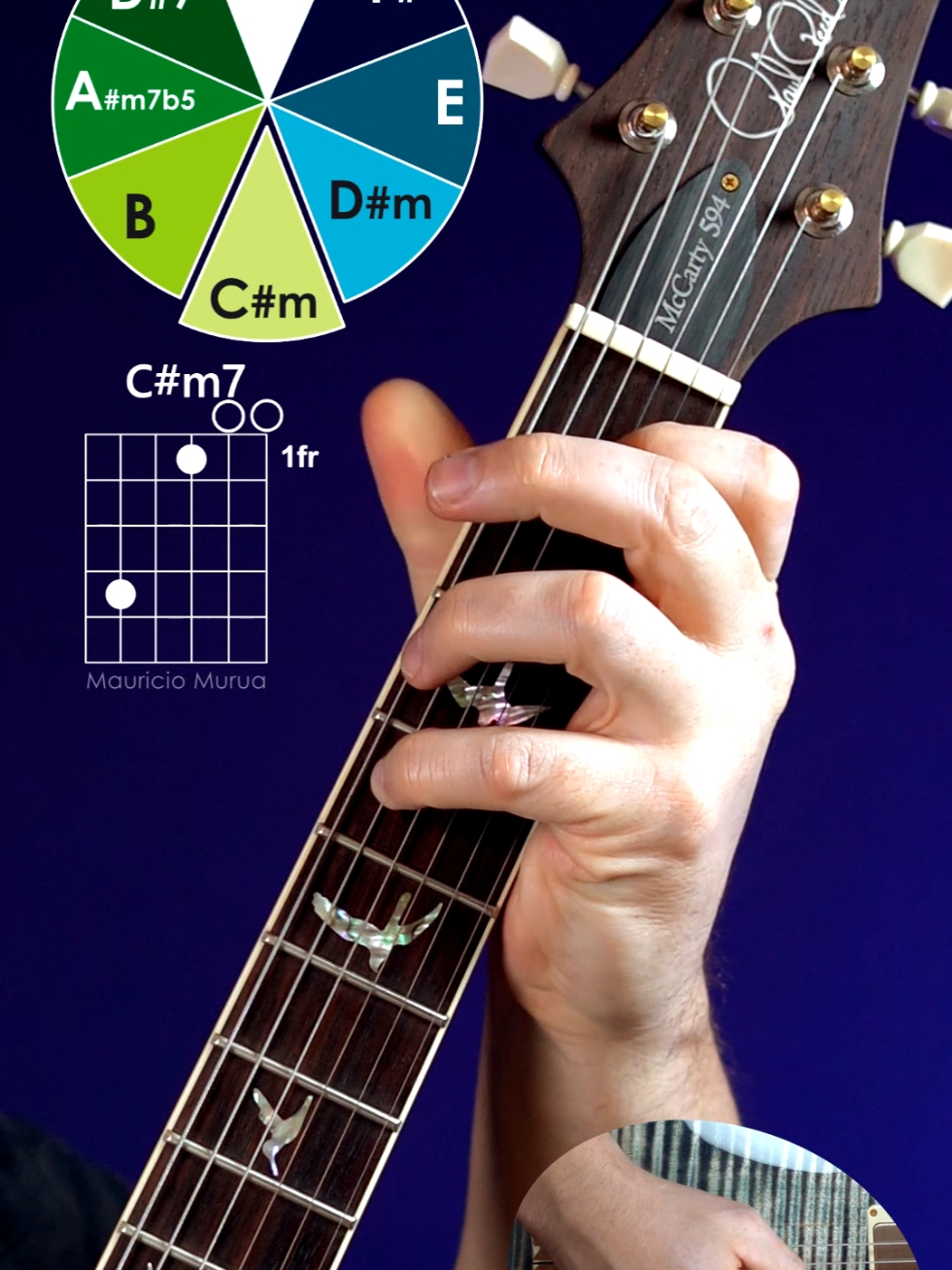 Extensions 13,  New Chord Progression by 7ths within the harmonic field of each G#m Natural Minor Scale and at the end we leave suspended the Dominant chord D#7 which comes from the harmonic minor scale. #gitar  #prsguitars 