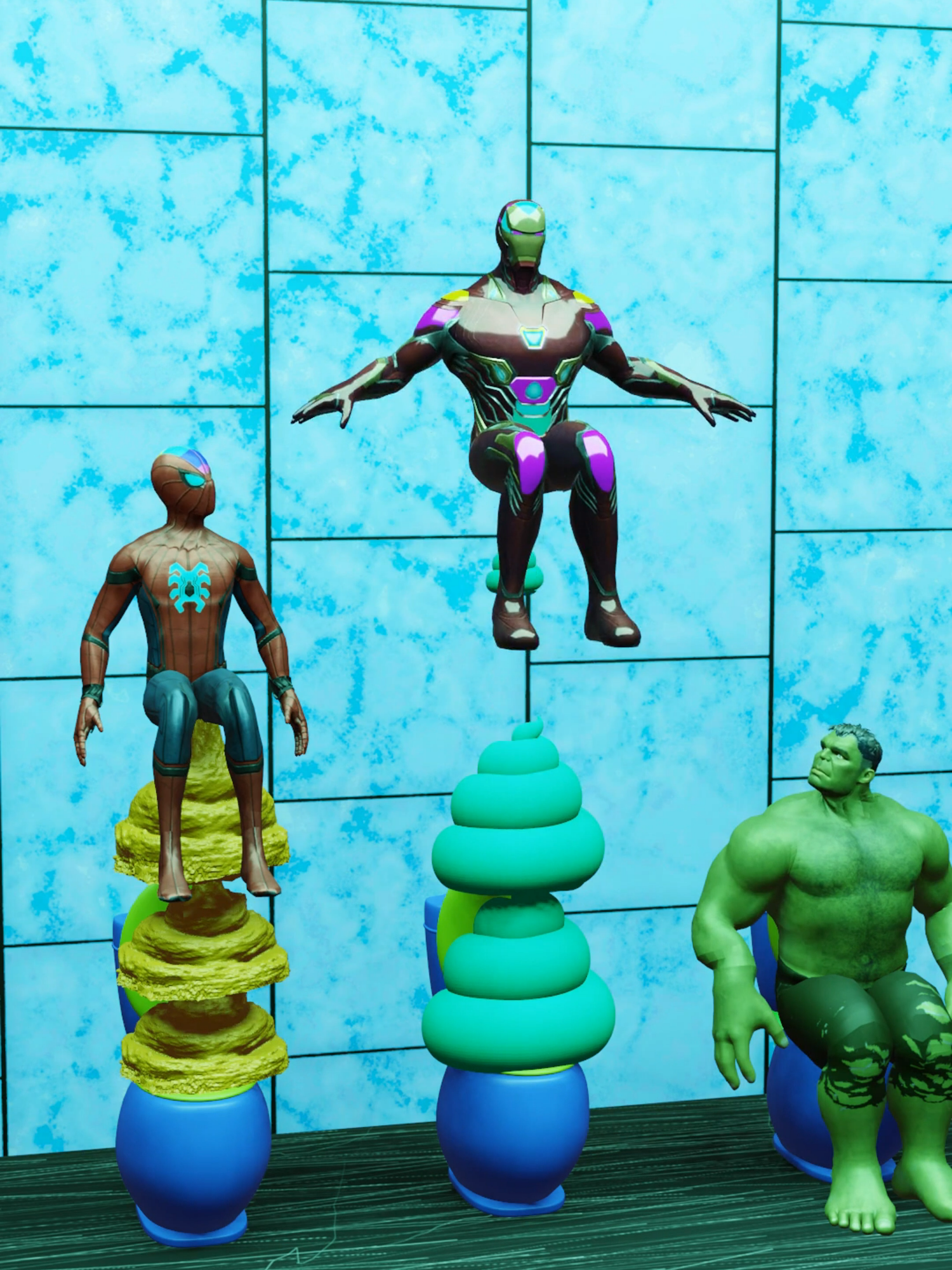 Spiderman vs Ironman vs Hulk | Funny Toilet Challenge 4 | Marvel Avengers Animation Studios | GTA. #spiderman #ironman #hulk #marvel #mcu