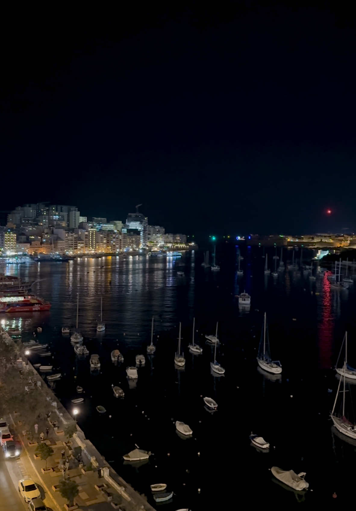 Evening view from Sliema, Malta ✨ #travel #malta #europe #fyp #sea #night #view #lights 