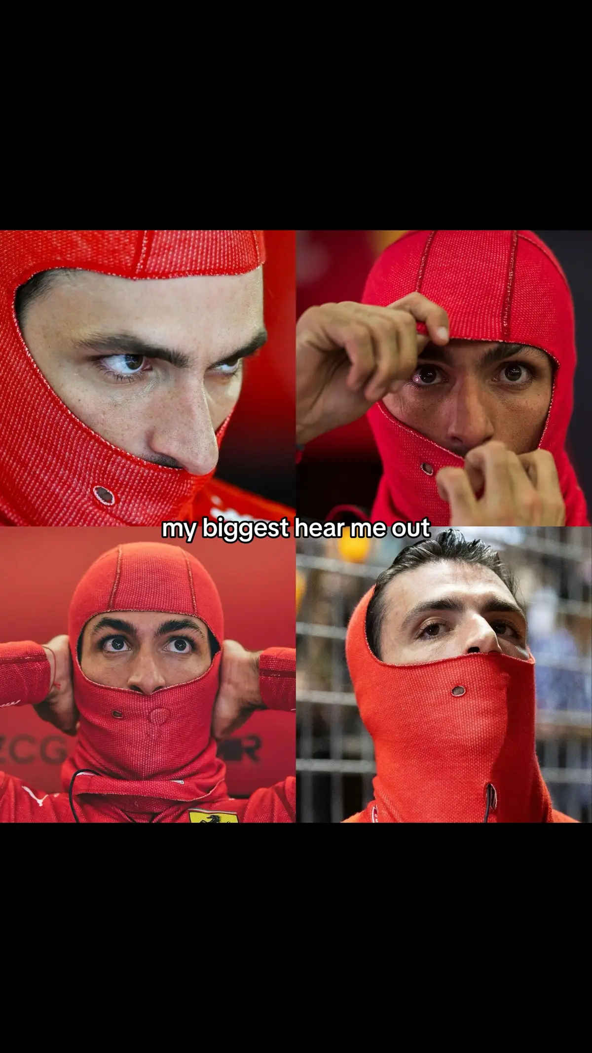 carlos sainz WITH his balaclava on #carlossainz #f1tiktok #hearmeout #formula1 #xyzbca #carlossainz55 #scuderiaferrari #foryou #fypage 