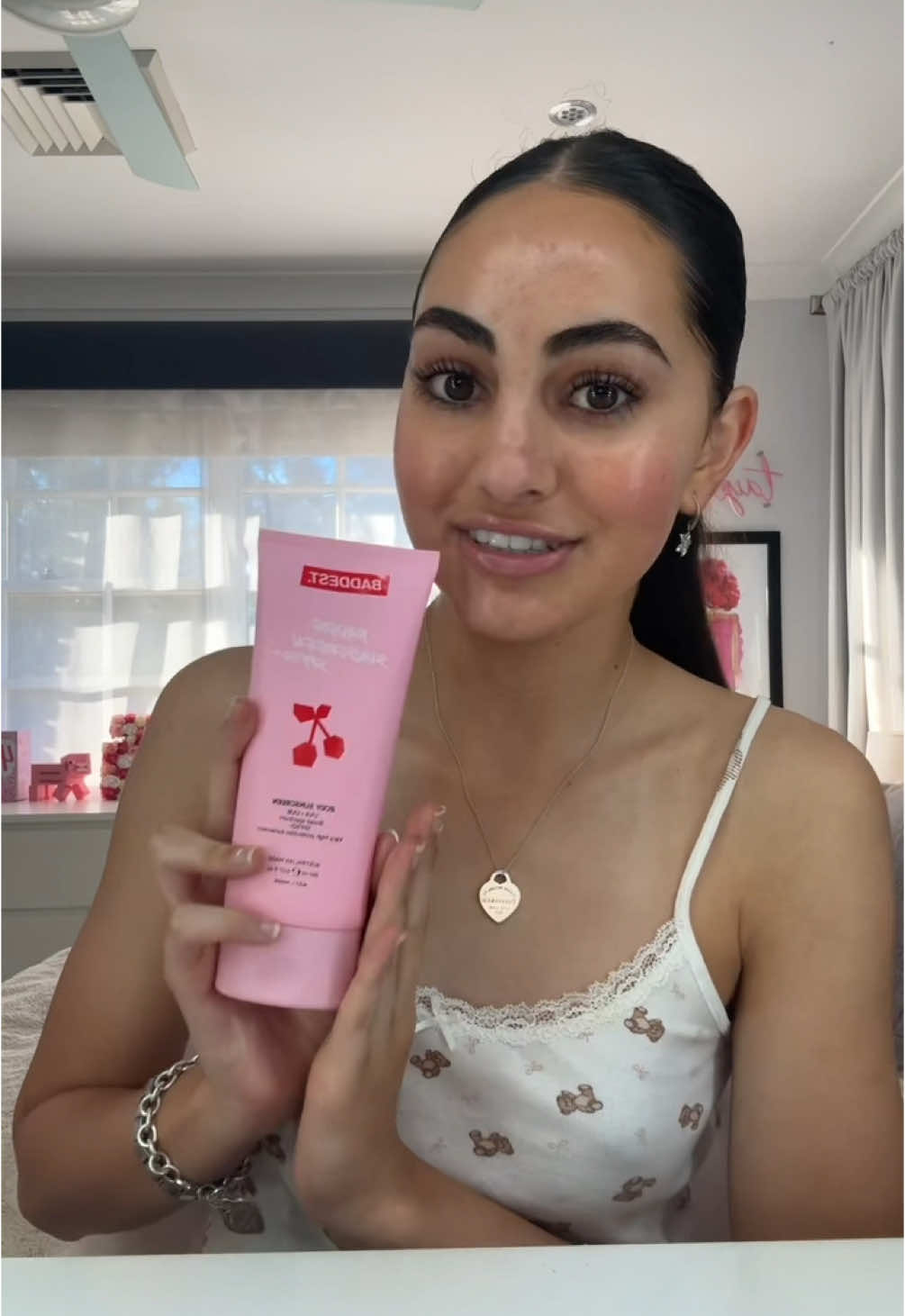 My new fav sunscreen from @Baddest Bod 🍒 Use SPF as directed, reapply often, stay out of direct sunlight. Use code TAYLORDC for $$ off!! #fyp #sunscreen #baddestbod #baddestbodsunscreen