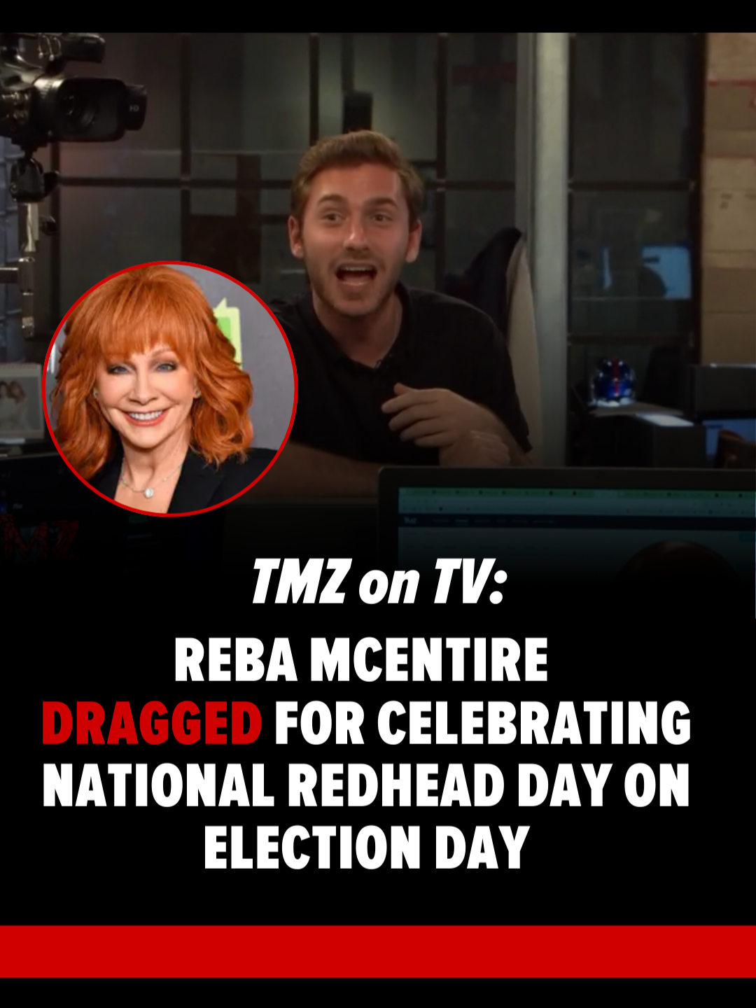 #RebaMcEntire was dragged for celebrating #NationalRedheadDay on #ElectionDay😲  The cast of #TMZonTV ask a redhead for his take on the situation👀