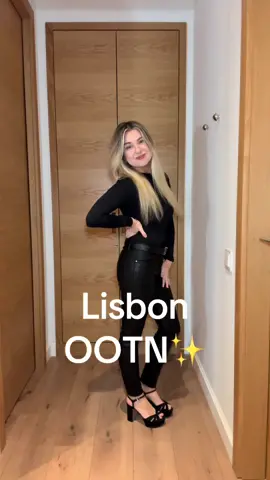 Lisbon Night 1…the heels were NOT it  #lisbon #lisbonportugal #portugal🇵🇹 #travel #ootn #saintlaurent #schutz #fyp #europe #traveltiktok #dinnerootd #teamwork #allblackoutfit 