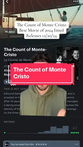 No words to describe how beautiful this movie really is… Alexandre Dumas’ The Count of Monte Cristo is one of the great pieces of classical literature, but it’s daunting when it comes to adapting it to film. I think whether you love the book or not, this film adaptation will sweep you up, and have you wondering where the last 3 hours went. Letterboxd - 5/5  #thecountofmontecristo #alexandredumas #BookTok #literature #novel #movies #movietok #film #filmtok #letterboxd 