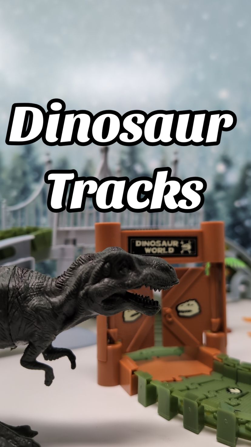 This was easy to put together and really fun to play with!  Recommended for children 3+ The two vehicles require AA batteries (Not included) #dinosaur #racetrack #toys #dinosaurtracks 