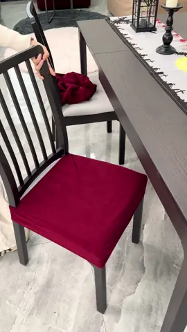 Decorate your chairs with our waterproof dining chair seat cover in wine color 👋💦 #ieasygoing #chaircover #seatcover #diningchair #diningroom
