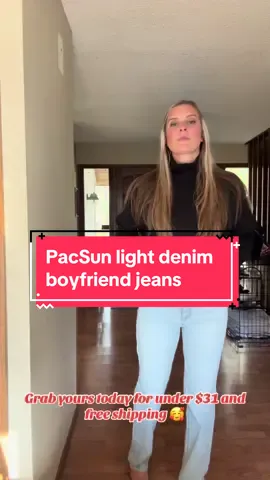 These light indigo jeans are so flattering and long enough for your tall 5’8” gal! Wearing a size 28, TTS. These are worth every penny and free shipping ❤️ #tiktokshopfinds #tiktokshopholidaydeals #tiktokshopblackfriday #tiktokshopcybermonday #pacsun #boyfriendjeans #jeans 