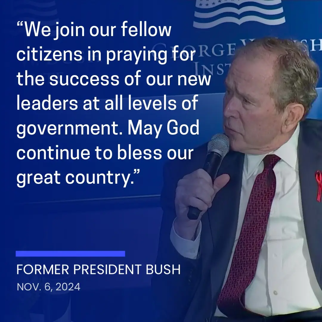 Former President George W. Bush released the following statement on President-elect Trump’s victory:   “I congratulate President Trump on his election as 47th President of the United States of America, as well as Vice President-elect J.D. Vance and their families. “I also thank President Biden and Vice President Harris for their service to our country. “The strong turnout in this election is a sign of the health of our republic and the strength of our democratic institutions. Laura and I are grateful to the election officials, poll workers, and volunteers who oversaw a free, fair, safe, and secure election. “We join our fellow citizens in praying for the success of our new leaders at all levels of government. May God continue to bless our great country.” #georgewbush #donaldtrump #election2024 #cspan 