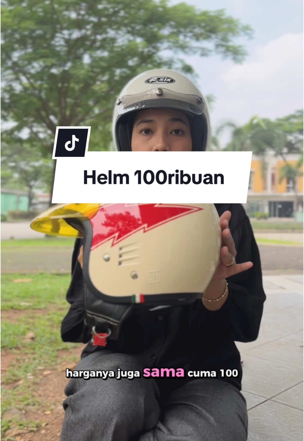 100ribuan udah bisa pilih mau yang polos atau yang motif😍#rideinfashion #rsix #rsixhelmet #rsixofficial #helmbogo #helmretro #hijabfriendly #laxus 