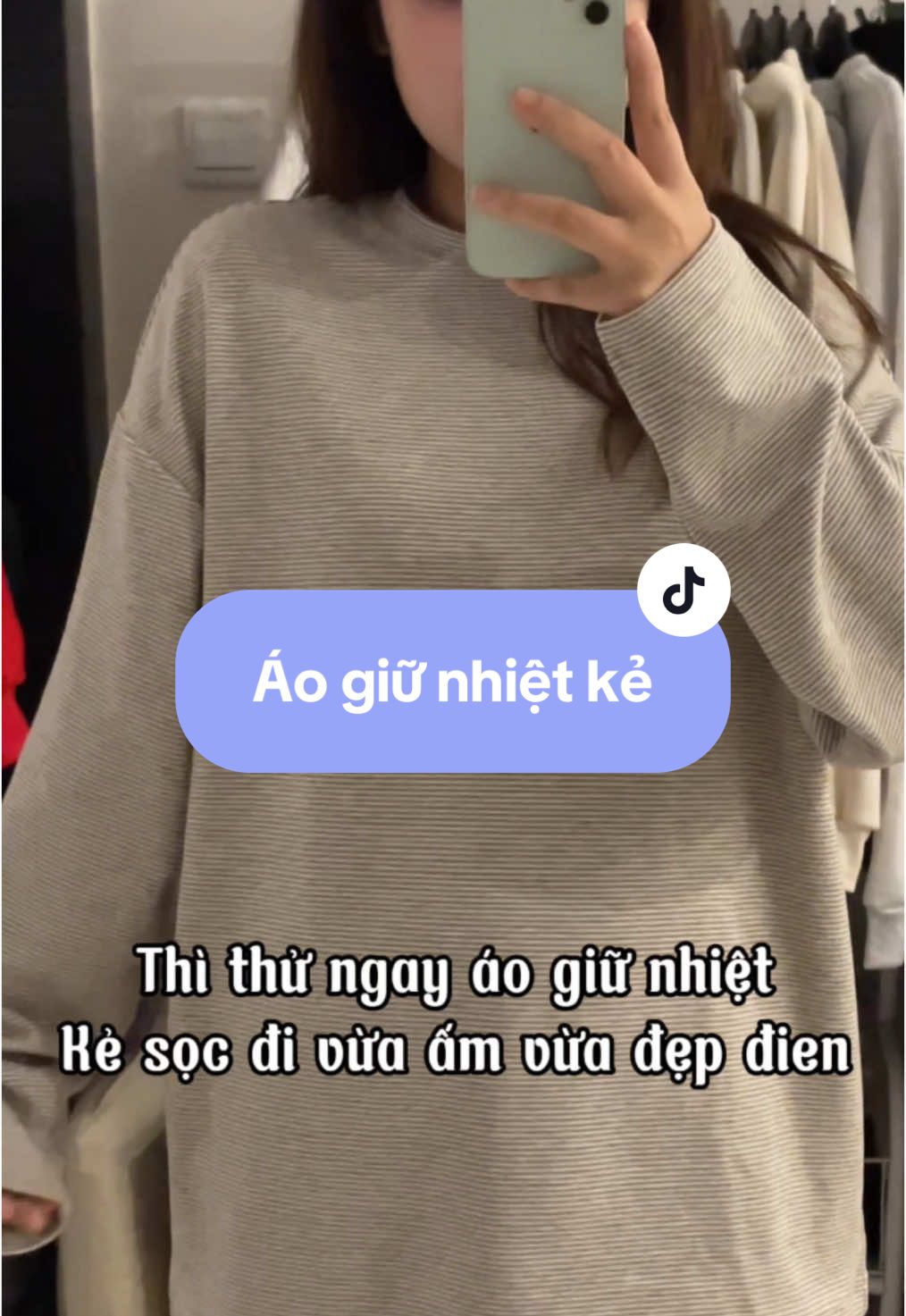Áo nỉ giữ nhiệt kẻ sọc hay hay á#outfit #review #reviewthoitrang #aoswt #atino 