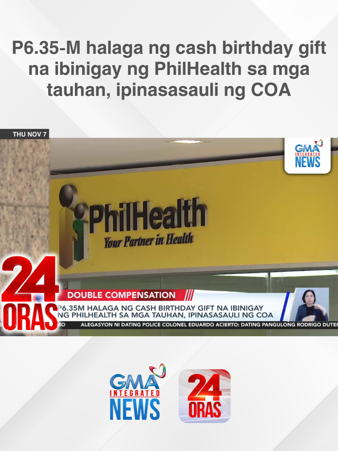 Kinatigan ng Korte Suprema ang utos ng Commission on Audit na isauli ang cash birthday gift na ipinamahagi ng PhilHealth sa mga tauhan nito noong 2014. Ang kabuuang halaga, mahigit P6-M. | 24 Oras #BreakingNewsPH #GMAIntegratedNews #24Oras