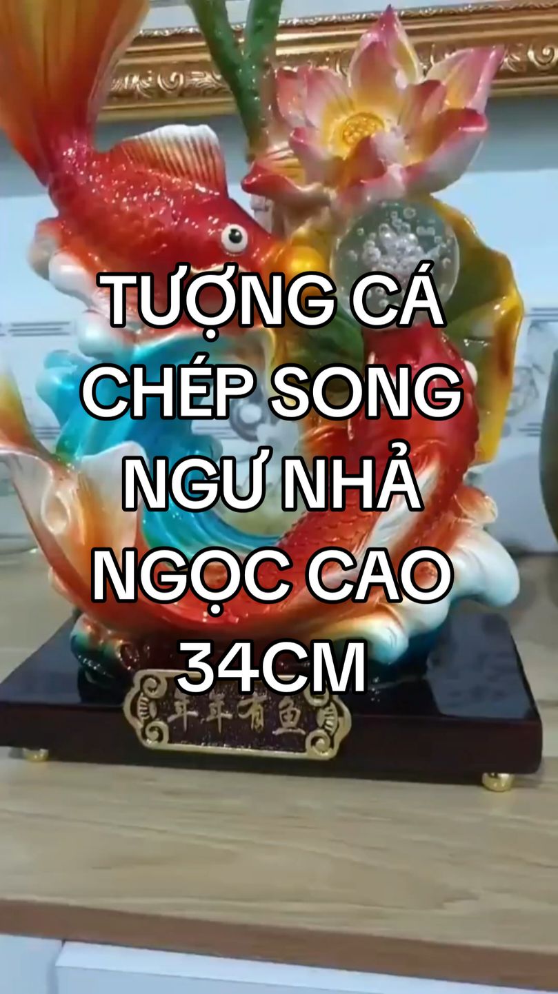 Tượng cá chép song ngư nhả ngọc cao 34cm #vatphamthodep #tuong #cachep #songngu #phongthuy #phatphapnhiemmau 