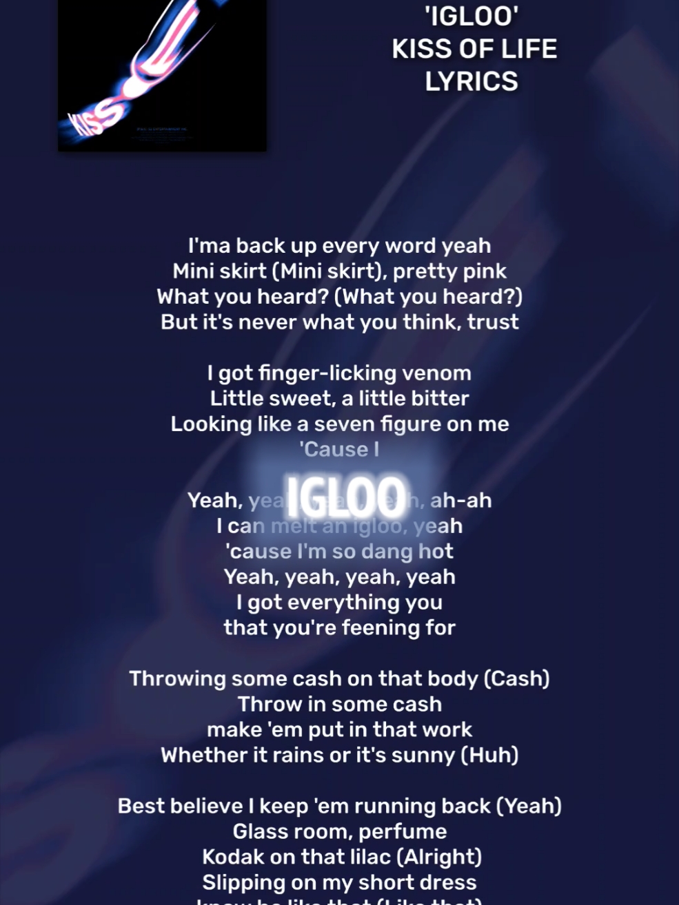 Igloo, lyrics  #kissoflife #igloo #kiof 