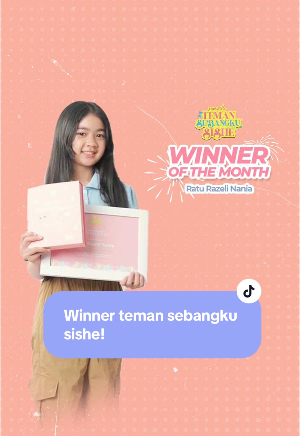 The Winner Teman Sebangku Sishe Bulan Oktober Ini Ratu Razeli Nania🏆 Yeaayy! Congrats Ratu Razeli Nania!   yang biasa di panggil Razel, selain kegiatan sehari-harinya sekolah diluar itupun Razel menjadi model dan sudah mengikuti beberapa perlombaan sampai juara! ✨ Prestasi yang sudah diraih:  🏆 Puteri Batik cilik sumedang 2023 🏆 Juara 1 Rabbani Model Hunt 2023 🏆 Juara Nasional Indonesian Hijab Walk Icon Search 2023  🏆 Juara 1 Model Competition Indonesia Fashion and Art Festival 2023  🏆 Juara 3 Cover Girl 2024  🏆 Puteri Anak Kab. Sumedang 2024 🏆 Puteri Anak Indonesia Jawa Barat Favorite 2024  🏆 Indonesia Girl Junior Popularity 2024  Dan pastinya masih banyak lagi prestasi yang sudah di raih Razel!  Razel bercita-cita semoga menjadi Model Profesional & Menjadi Artis terkenal, kita doakan semoga yang cita-cita yang di inginkan tercapai yaaa! 💛  Terimakasih atas partisipasinya di teman sebangku sishe bulan ini!  Buat anak moms, yang mau ikutan yuk kirim Biodata, CV dan Foto anak moms melalui DM ya! Semoga beruntung 🥰 #skincareanak #skincareanakdanremaja #pakaitransishe #sunscreenanakviral #basicskincareremaja #basicskincareanak #moisturizerviral #temansebangkusishe #modelanak #modelbandung #anakberprestasi 