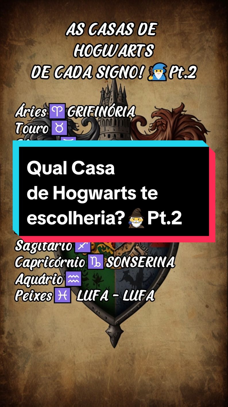 Qual casa de Hogwarts te escolheria? Parte 2 #signos #harrypotter #astrologia #zodiaco 