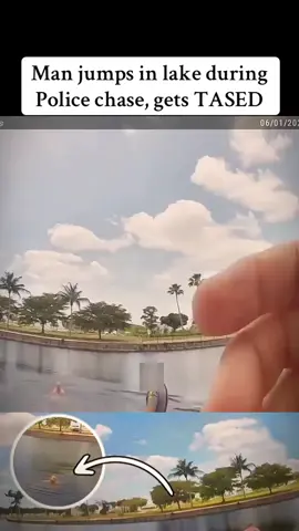 Man jumps in lake during Police chase, gets TASED #police #cops #policeofficer #copsoftiktok #policeoftiktok 