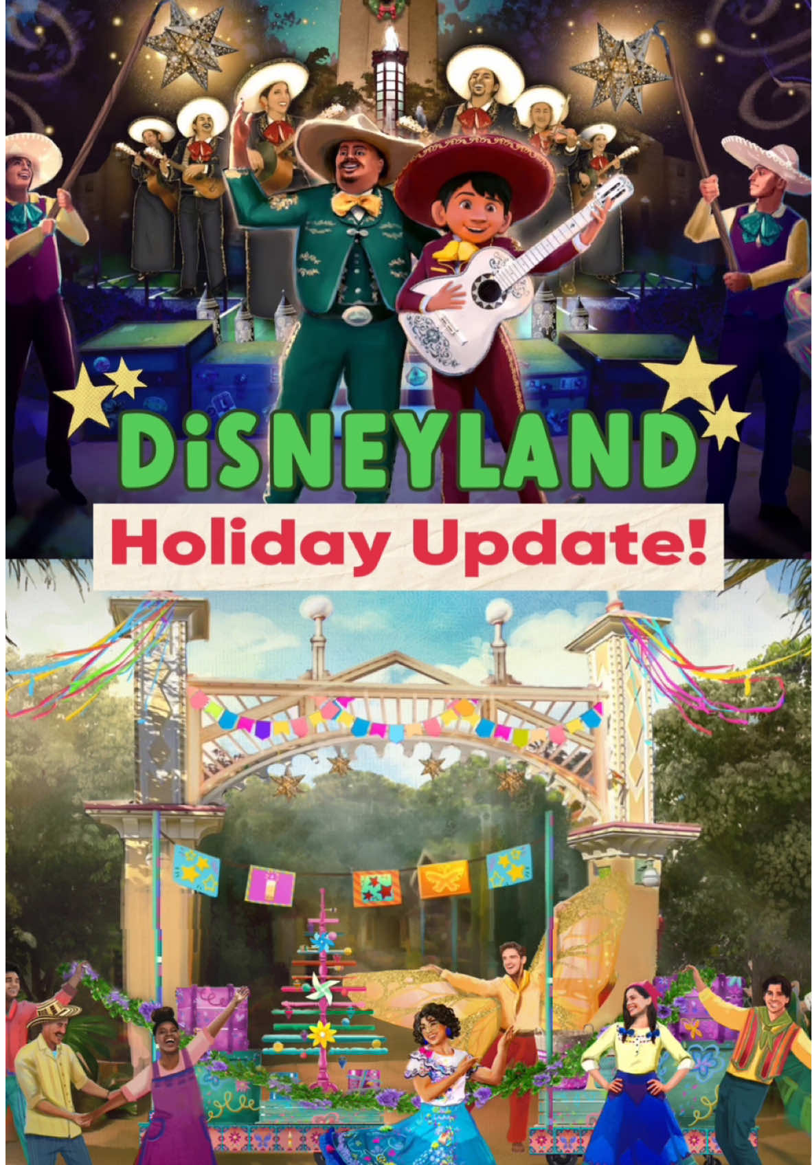 Disneyland Holiday Updates bring new shows, experiences, and returning favorites! Here’s what to do at Disneyland during the Christmas season, running from November 15, 2024, to January 6, 2025: 🎄 Mirabel’s Gifts of the Season - See Mirabel from Encanto in this new musical presentation, scheduled Monday through Friday outside the entrance to Paradise Gardens Park atrium at Disney California Adventure. 💫 A Musical Christmas with Mariachi Alegría de Disneyland & Miguel – Experience the magic on Buena Vista Street, where joyful stories, beloved Christmas songs, and graceful dancers create an enchanting bilingual holiday celebration featuring a special appearance by Miguel from Coco for a memorable rendition of “Silent Night.” 🎅🏽 Meet Santa Claus at Disneyland Resort – Meet Santa daily from November 15 to December 24 at Disneyland Park and Disney California Adventure Park, where he’ll spread holiday cheer and be available for festive photos. Santa will also stop by Redwood Creek Challenge Trail in Disney California Adventure through December 24, and after Christmas, Santa Goofy will take over from December 25, 2024, to January 6, 2025. Plus, from November 28 to December 24, you can catch Santa at Disney's Grand Californian Hotel & Spa, Disneyland Hotel, and Pixar Place Hotel for even more holiday greetings before he heads back to the North Pole! ⛄️ World of Color – Season of Light – A new water short highlighting Moana 2 plays before the show for a limited time. World of Color – Season of Light plays most nights at 9:00 p.m. and 10:15 p.m., though later in the season, the second show may be at 10:30 p.m. instead. ❄️ Wintertime Enchantment at Sleeping Beauty's Winter Castle – See the castle light up and experience snow on Main Street, U.S.A. nightly at 7:30 p.m., 8:30 p.m., and during the 9:30 p.m. fireworks.