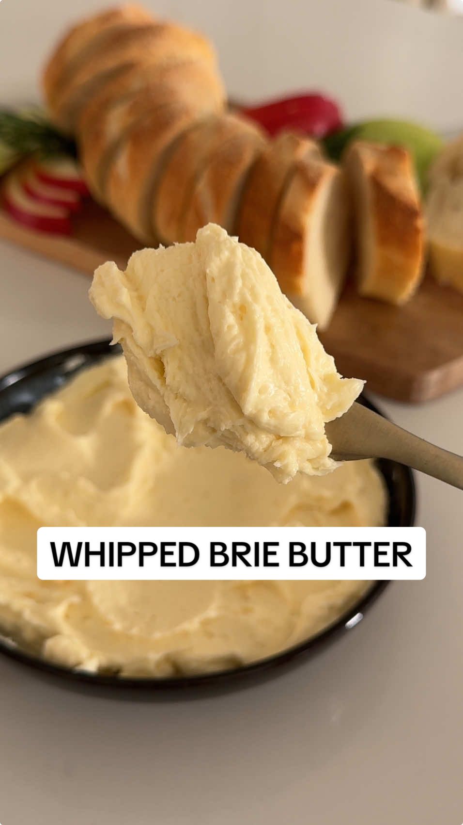 BRIE 🤝🏼 BUTTER  The holiday appetizer that you’ll want to enjoy with a warm baguette and good company!! It’s so easy to make and comes out light, fluffy and oh so spreadable 🤤 What you’ll need: 🧈 8oz brie cheese  🧈 8oz salted butter (room temperature) 🧈 2tbsp heavy cream 🧈 pinch of course sea salt (optional garnish)  Remove the rind off your brie cheese while it’s cold (makes it easier to take the rind off). Cut the brie & butter into chunks and wait until it comes to room temperature. Add brie, butter and heavy cream to a food processor and blend until whipped and smooth. Add to a bowl and a pinch or two of salt on top! Enjoy with a warm baguettes & apple slices 🥖 There are so many ways to use this compound butter but my favorite is on top of mash potatoes or steak! 🤤 what would you put brie butter on???  SAVE so you can easily recreate and follow me for more easy recipes ✅🧀🧈 #appetizers #holidayrecipes #cheeselover #briecheese #butter #recipeoftheday #cheese  #holidayfood @Westgold | Grass-fed butter @La Brea Bakery @Président Cheese US 