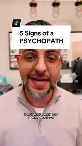 Psychopaths often exhibit distinct traits that can be alarming once recognised. Here are five key signs: 	1.	Chronic Lying: Psychopaths lie constantly, often without a clear reason, and are skilled at weaving complex fabrications. Their lies are convincing, leaving you questioning what’s real. 	2.	Lack of Empathy: They struggle to understand or share the feelings of others. Psychopaths may seem indifferent to someone’s pain or distress, using this emotional detachment to manipulate others for personal gain. 	3.	Superficial Charm: Psychopaths are often charming and charismatic, winning people over with ease. However, this charm is shallow, used to manipulate and control others, rather than to form genuine relationships. 	4.	Impulsivity: Psychopaths act on whims, often making reckless decisions without considering the consequences. This impulsivity can lead to dangerous behavior, both for themselves and others. 	5.	Grandiose Self-Worth: They have an inflated sense of self-importance, believing they are superior to others and deserving of special treatment. #psychopath #antisocialpersonalitydisorder #MentalHealth #psychiatry #psychiatrist 