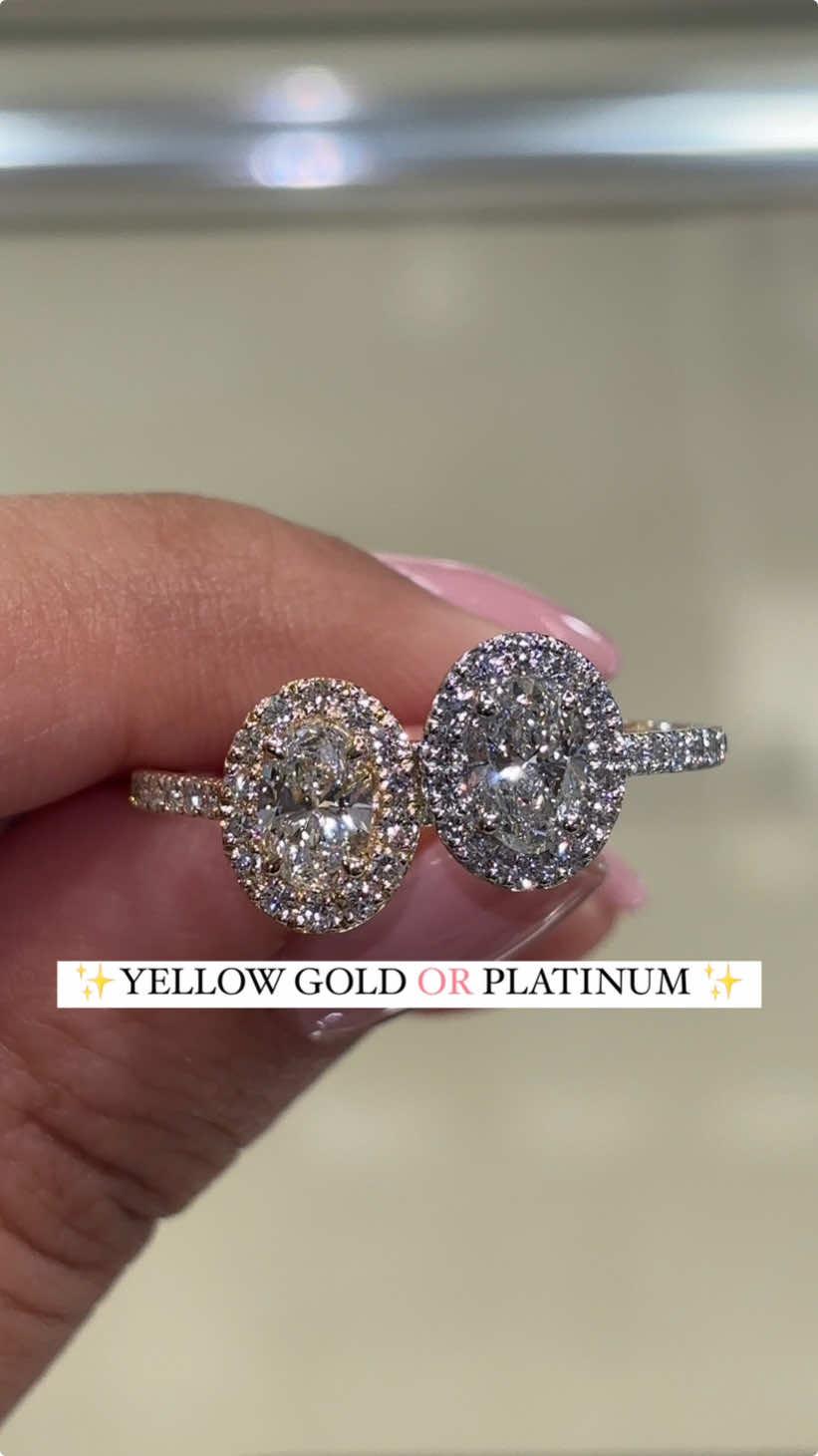 What are you choosing? #yellowgold #gold #platinum #diamondring #diamonds #engagementring #engagement #ovalcut #ovaldiamond #engagementday #sayyeswithtajjewels 