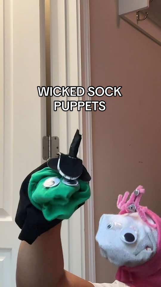 Making WICKED SOCK PUPPETS with ADHD . . #foryoupage #explorepage #wicked #arianagrande #adhd #sockpuppet