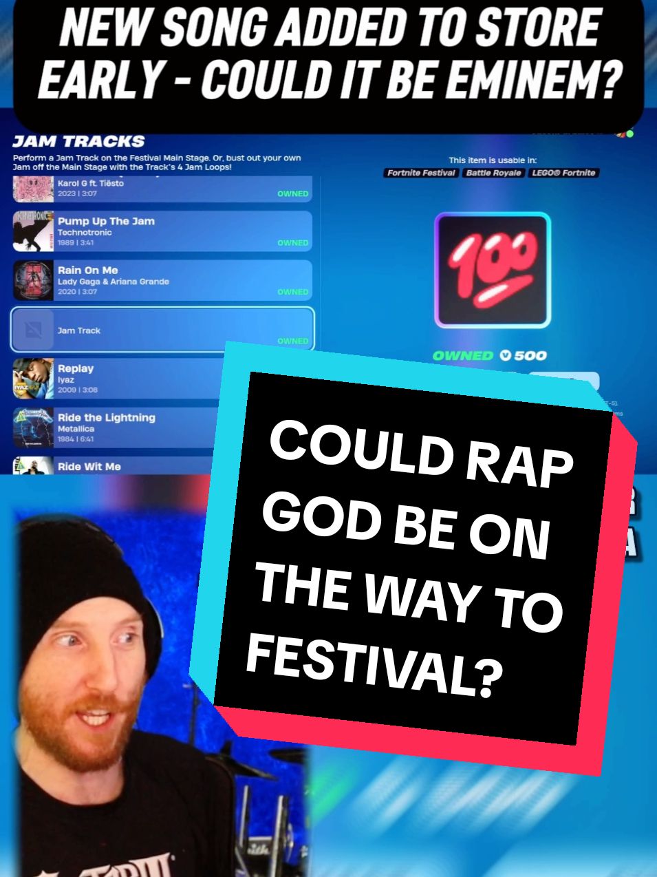 Same day the Eminem minigun/poi drops. Would be wild if this isn't it #rapgod #fortnitefestival #fortnite 