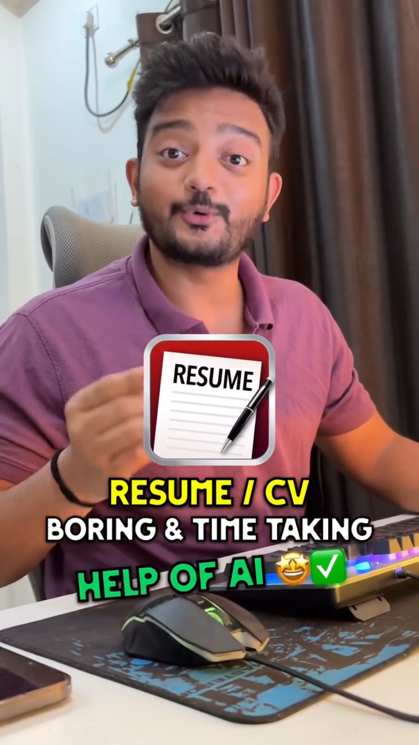 Now create your complete resume with AI .......#resume #cv  #tricks #tips #computertricks #hacks #tech #techindia #technology #dailyhacks #bestwebsites #techtools #pchacks #websitehacks #trickblower #resume #re 