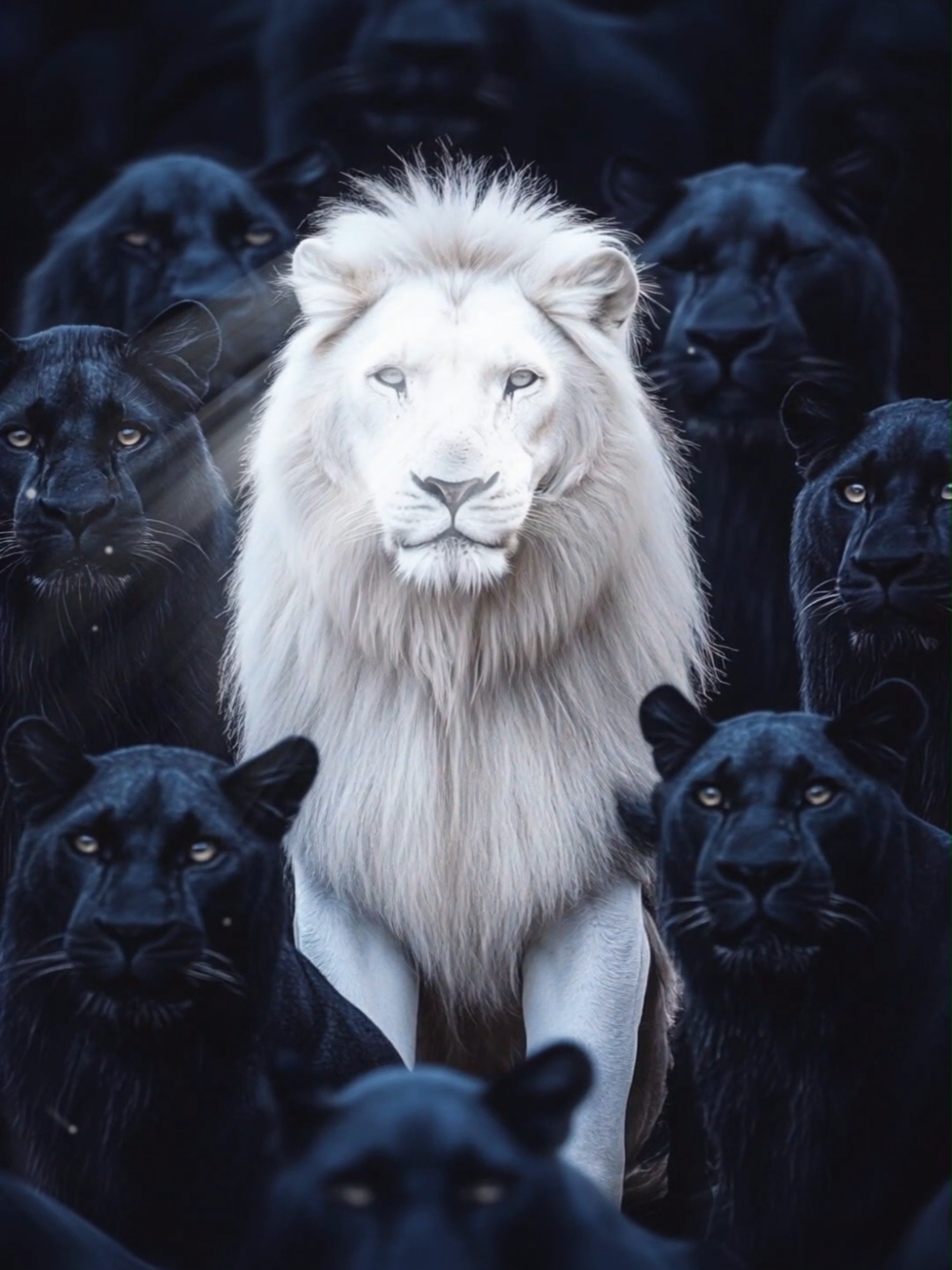 The White King: A Symbol of Power Among Panthers#WhiteLion #KingOfBeasts #Panthers #PowerAndGrace #MysticalBeauty #NatureKing #ViralTikTok