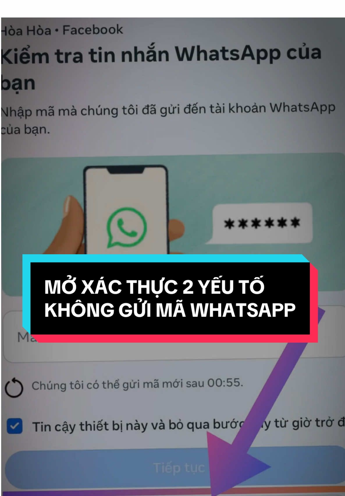 Cách mở FB bị xác thực 2 yếu tố whatsapp #xacthuc2yeuto  #mokhoafacebook #laylaifacebook #congnghe 