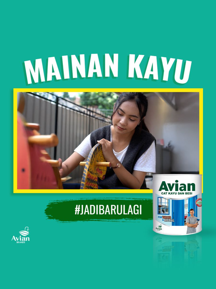 Repainting mainan kayu dengan Avian Cat Kayu dan Besi bener-bener gampang banget! Warnanya cerah yang membawa semangat baru, cepat kering dan daya tutup maksimal. #AvianBrands #PercayaAvianBrands #AvianCatKayudanBesi #JadiBaruLagi