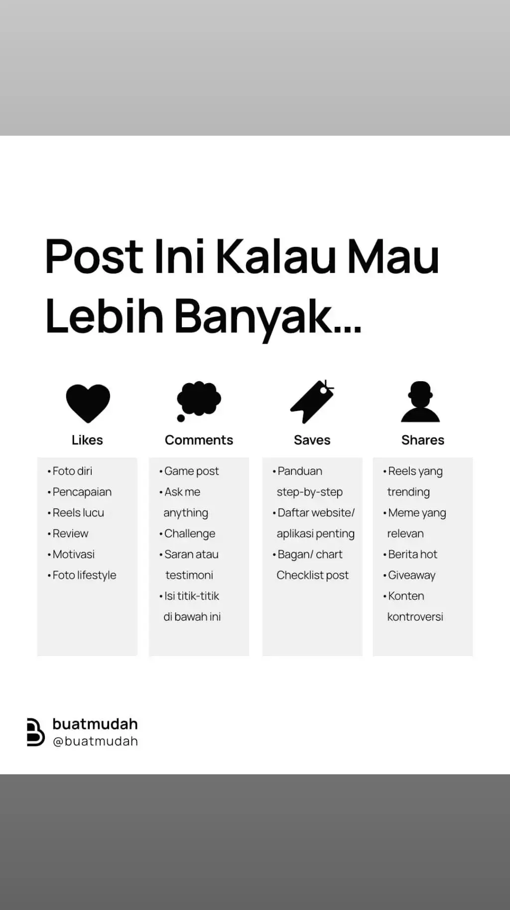 Mau bikin konten buat instagram? Ada beberapa best practice yang bisa kamu terapin Karena beda jenis konten, akan beda juga best practice-nya Punya tips lain? Tulis di komentar ya! #PengembanganDiri #Produktivitas #ContentCreator #ContentStrategy #kontenkreator #InstaTips #konteninstagram #kreatorvideo