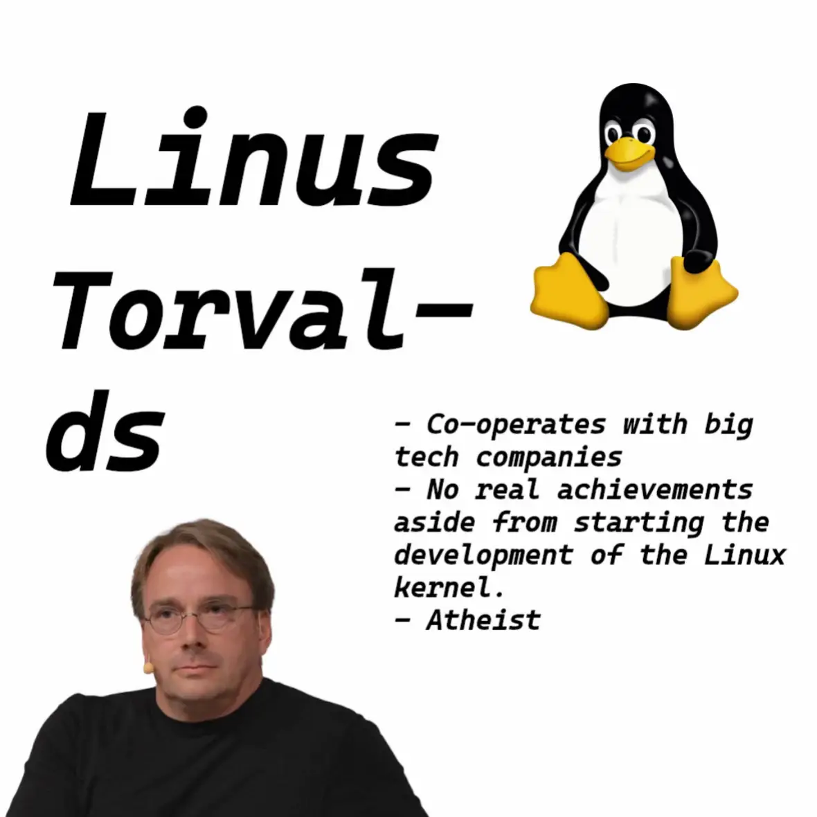 Terry deserves much more recognition. No hate to atheists. #templeos #terrydavis #linux #torvalds 