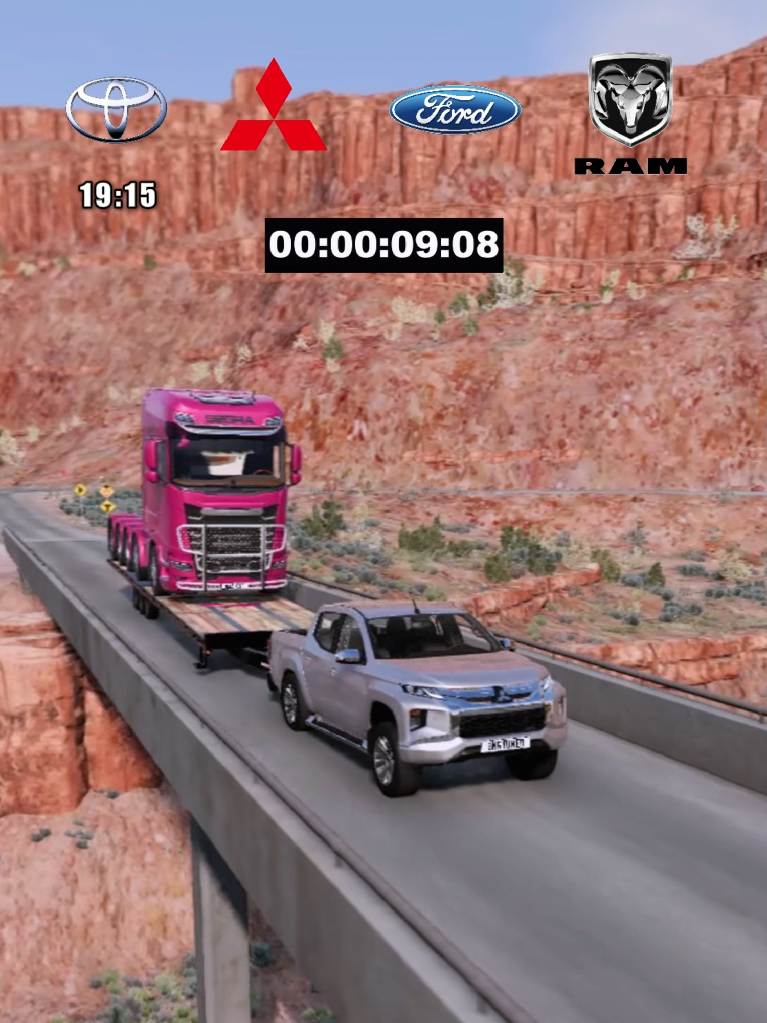 MOBIL PICK UP VS TRUK BESAR #beamng #beamngdrive #beamngindonesia #racinggames #toyota #ford #carx #fyp #ikymaru8