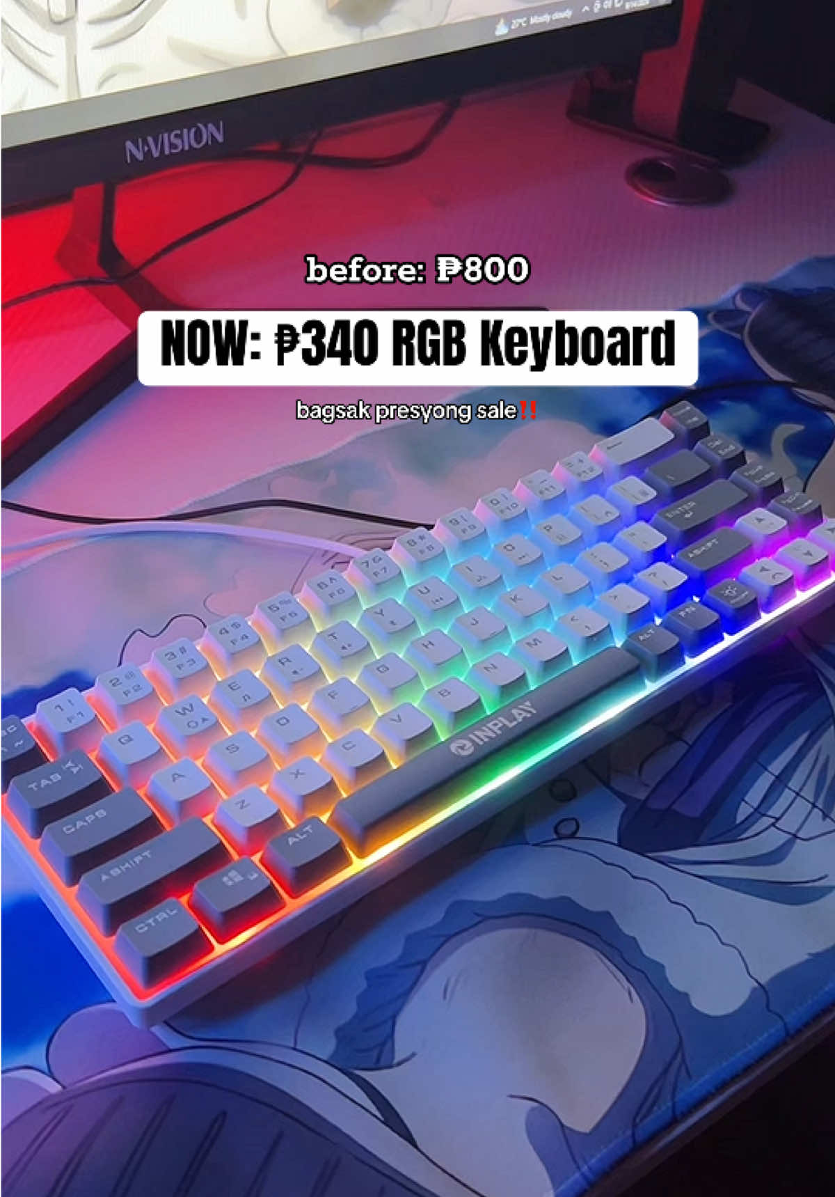 Replying to @Killua for ₱300+ pesos may ganto kana kagandang RGB keyboard😳 #rgbkeyboard #inplaykeyboard #bk680keyboard #fyp #viral #techtok 