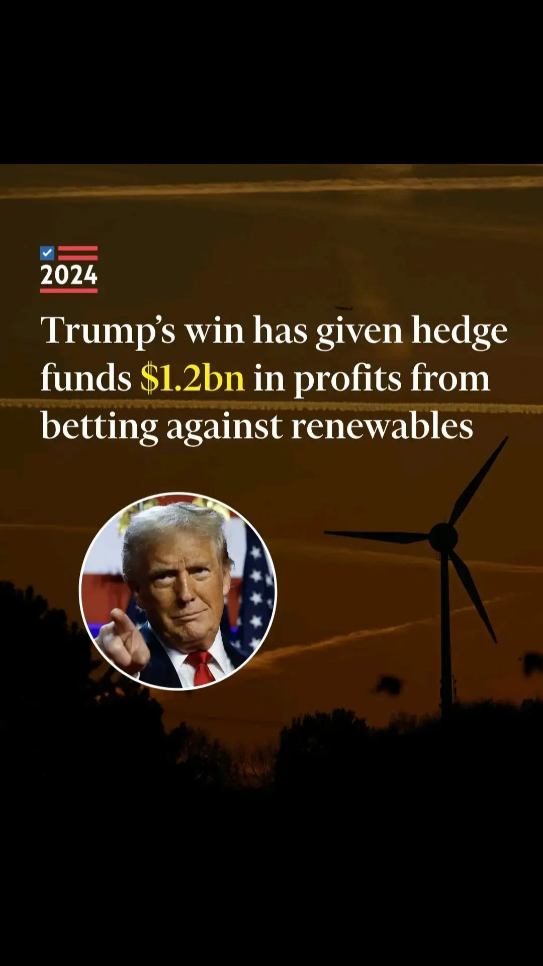 The $1.2 billion profit made by hedge funds from Trump's win is linked to a bet against renewable energy stocks. Here’s how it works: 1. Market Expectations on Trump's Policies Trump’s policies have traditionally favored fossil fuels (like oil, gas, and coal) over renewable energy sources (like solar and wind). When Trump won the election, investors expected weaker support for climate policies and a potential rollback of regulations that benefit renewables. 2. Hedge Funds Took Short Positions on Renewables Hedge funds anticipated that renewable energy stocks would decline in value due to expected policy changes favoring traditional energy sectors. They took short positions on renewable stocks or related ETFs (e.g., solar energy companies, wind power firms). As the market reacted negatively to Trump's win (due to reduced support for renewables), the stock prices of renewable energy companies fell. 3. Profits from the Decline in Renewables Because hedge funds had shorted these stocks, they made profits as the stock prices dropped. The total profit from these bearish bets amounted to $1.2 billion, as the value of renewable stocks declined in the wake of the election results. Summary Hedge funds bet against the renewable energy sector based on the expectation that Trump’s policies would favor fossil fuels, leading to a decline in renewable stocks. The market reaction to his win validated this expectation, resulting in significant profits for those who had positioned themselves accordingly.#coveringtheshort 