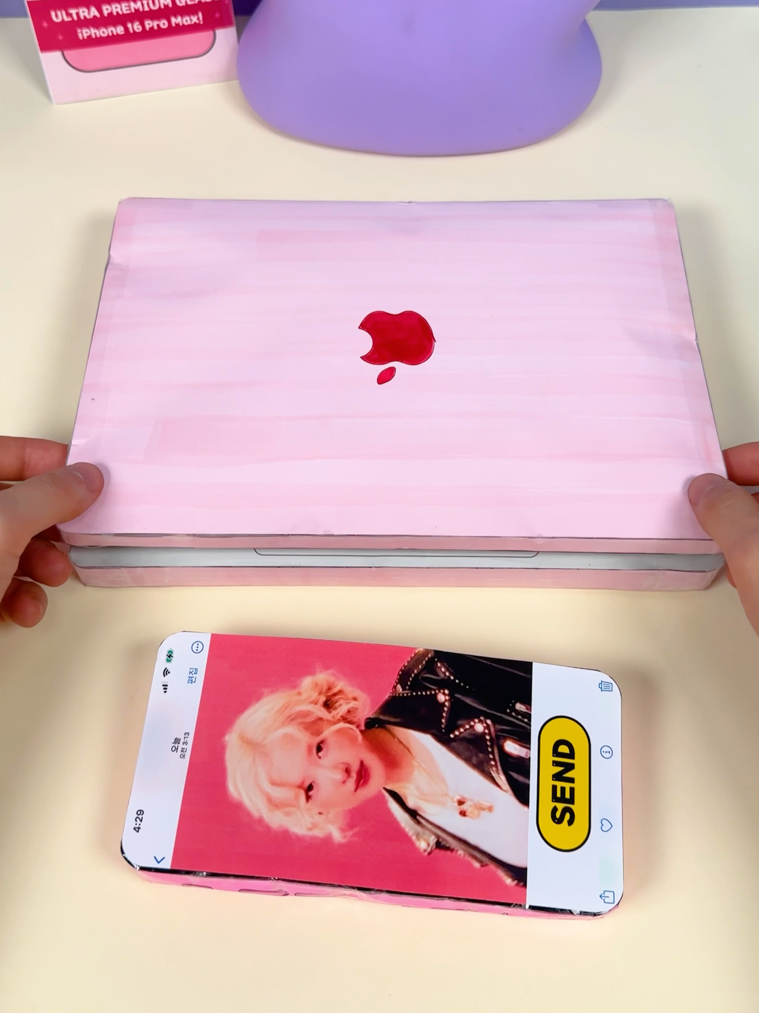 Unboxing handmade Pink Mac Book💻 & Pink iPhone 16 pro Max📱 #DIY #craft #iPhone16 #iPhone #papercraft #만들기 #맥북 #언박싱 #아이폰 #macbook #unboxing #asmr