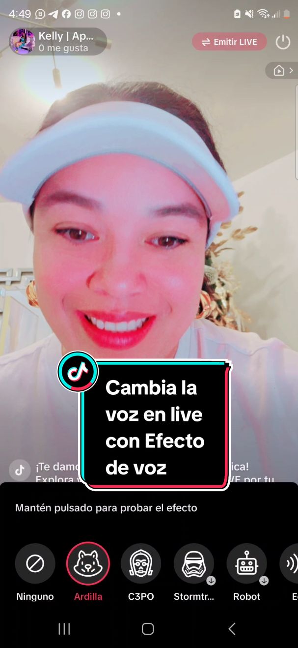 Para cambiar tu voz en los en vivo de TikTok, usa la opción mejorar, 