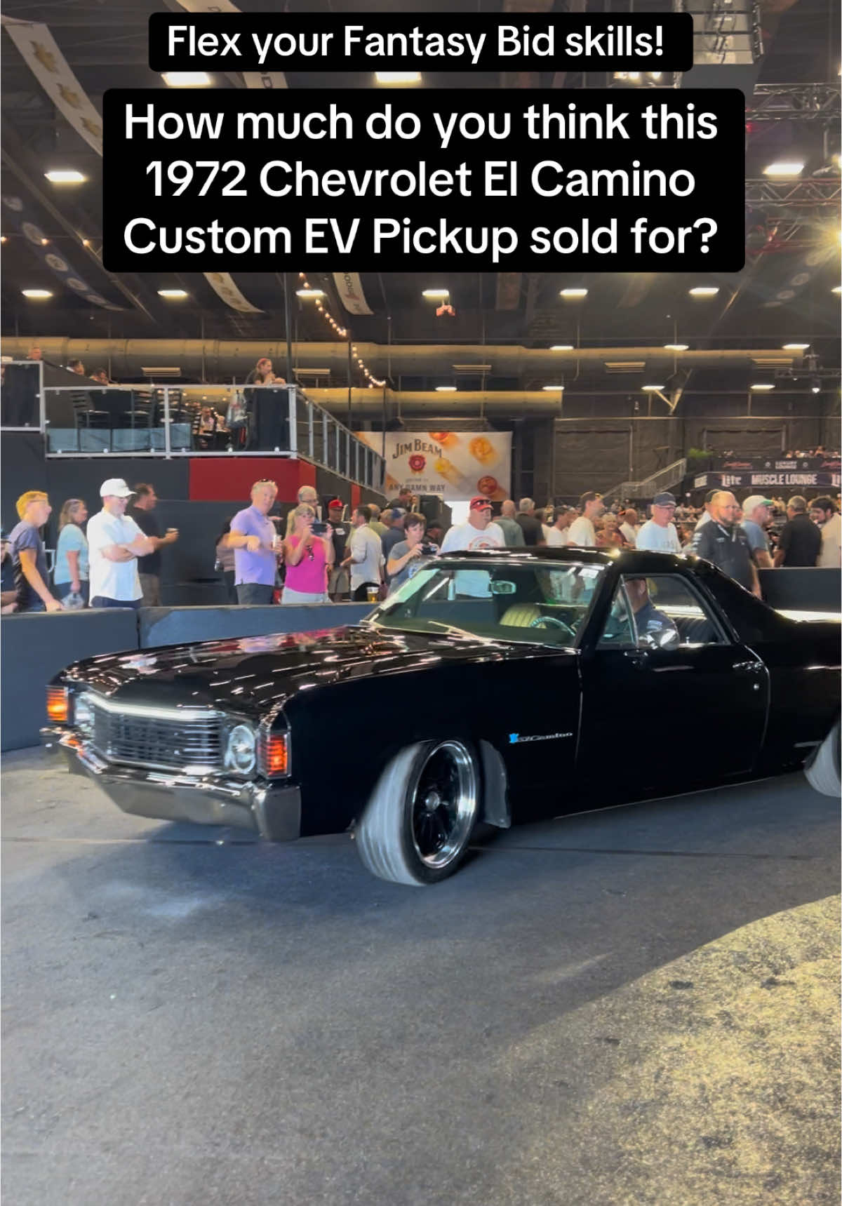 SOLD! Lot 422 — This custom 1972 Chevrolet El Camino EV pickup was built by Vintage Iron and Restoration and is powered by two NetGain HyPer9 electric motors producing 650 ft/lbs of torque at 9,000 rpm, connected to a Torque Trends torque box that sends power to the rear differential. Can you guess how much it sold for at the 2024 Barrett-Jackson Scottsdale Fall Auction? #ChevroletElCamino #ElCaminoEV #ElectricElCamino #EVConversion #VintageIronRestoration #ElectricMuscle #NetGainMotors #HyPer9 #TorqueTrends #CustomEV #ClassicCar #BarrettJackson #CarAuction #ElectricPickup #VintageElectric #EVRestomod #TorqueMonster #GreenMuscleCar #ElectricClassic #ElectricPerformance #SustainableCars #EVLife #ClassicCarCommunity #ElectricSwap #ChevyCollector #AmericanIcon #ClassicPickup #InnovationInMotion #Electrified