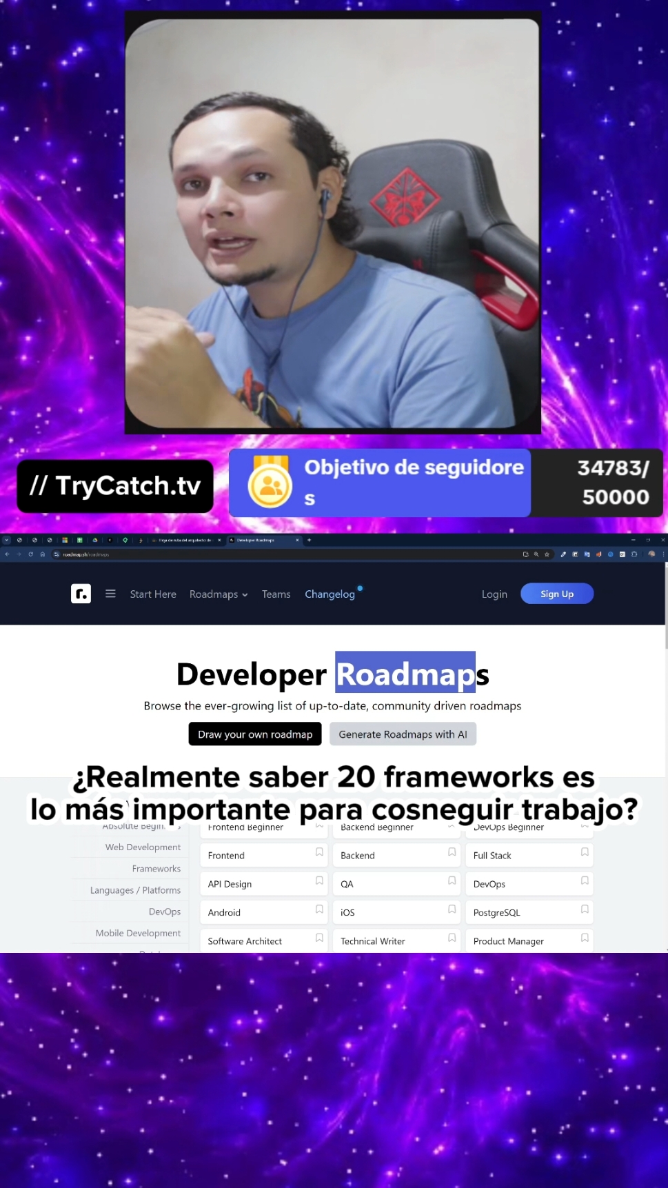 ¿Realmente saber 20 frameworks es lo más importante? #trycatch #devtokers #aprenderaprogramar #software #live 