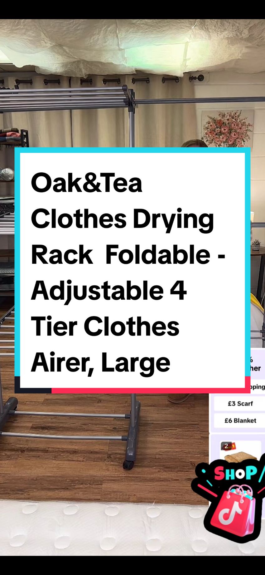 Oak&Tea Clothes Drying Rack  Foldable - Adjustable 4 Tier Clothes Airer, Large Clothes Dryer Rack, Air Dryers Clothes Indoor Outdoor, Laundry Drying Rack with Wheels, Accessories Accessory Installation Hangable Hanger cloth drying  #clothes #drying #rack #foldable #adjustable #tier #airer #large #air #dryerventcleaning #indoor #Outdoors #laundry #with #wheels #accessories #accessory #installation #tiktokshop #tiktokmademebuyit 
