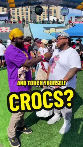 Do you rock with crocs? 🤔 @Da’jour #sneakers #crocs #fashion #designer #sneakers #basketball #sneakercon #nyc #funny #interview #manonthestreet #podcast #funny 