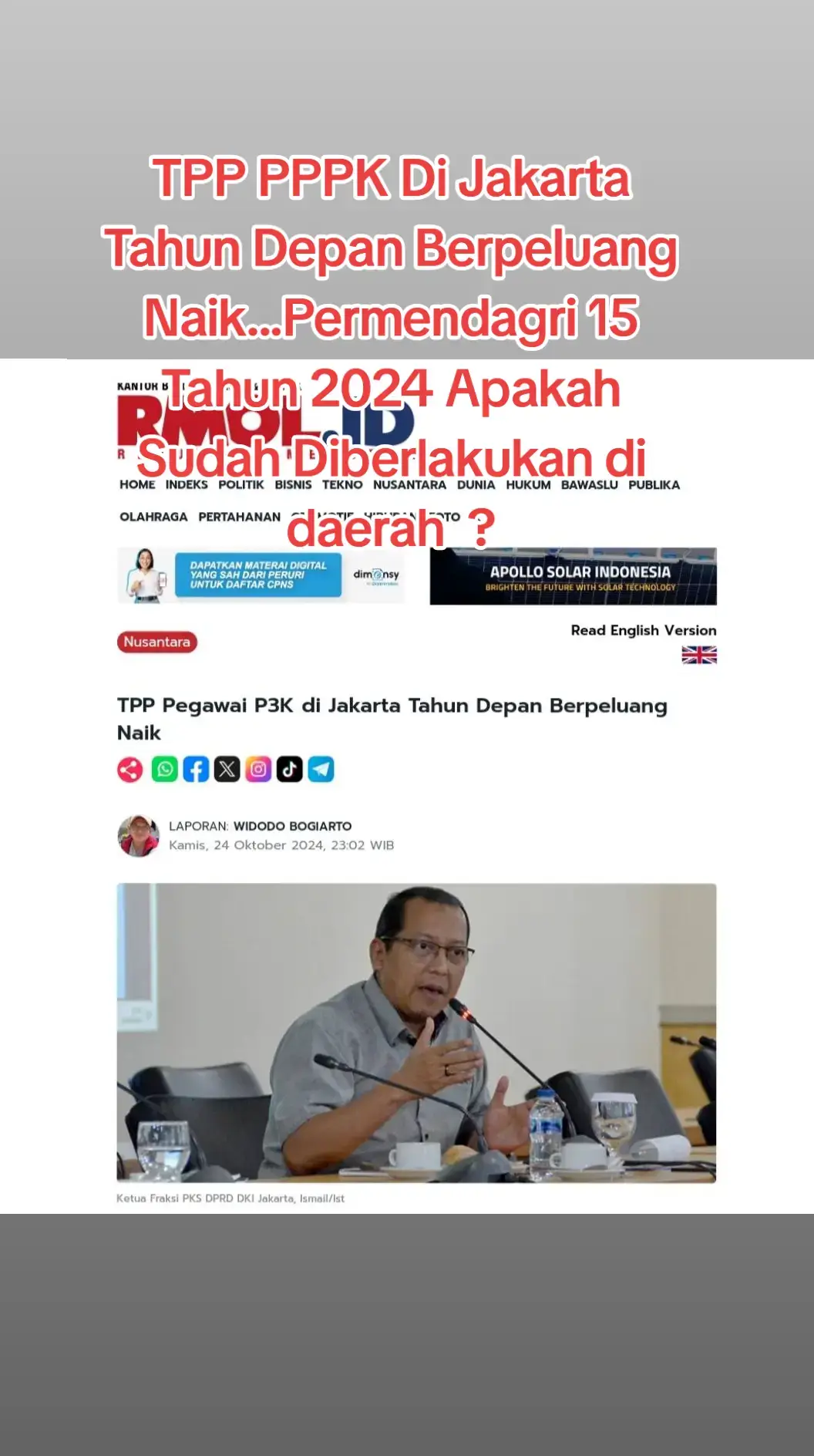 Fraksi PKS DPRD DKI Jakarta selama satu tahun terakhir ini banyak mendapatkan keluhan dan aspirasi dari para Pegawai Pemerintah dengan Perjanjian Kerja (P3K), Kontrak Kerja Individual (KKI), dan honorer, baik yang bertugas di bidang pendidikan, kesehatan, dan lainnya.  Keluhan dan aspirasi mereka umumnya sama yaitu mengenai penyesuaian kesejahteraan mereka. 