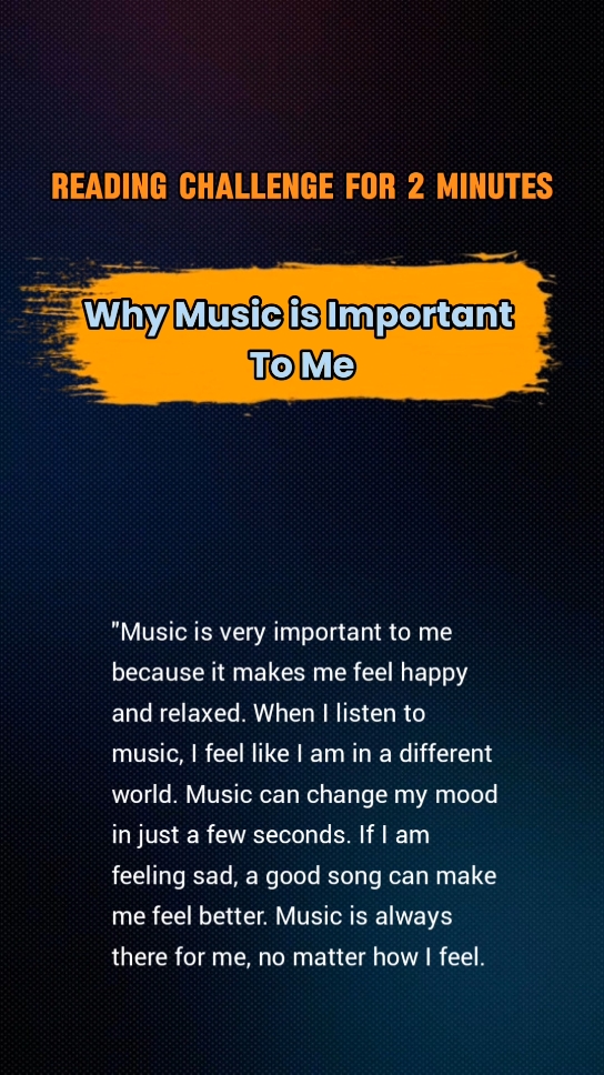 Reading Challenge 'Why Music is important to me ' (A2 Level) #reading #practice #english #englishlearning #speaking #learn #music 