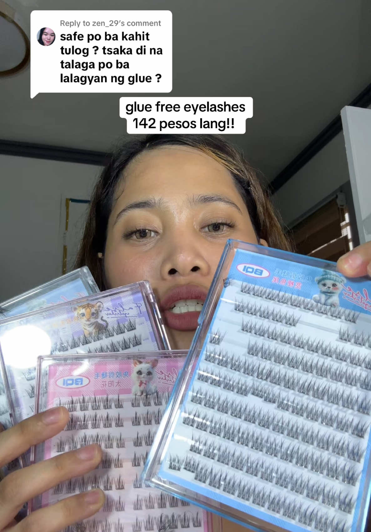 Replying to @zen_29 hindi napo kailangan ng glue at hindi pa mahapdi #gluefreeeyelashes #selfadhesivelashes #diyeyelashextensions #noneedgluelashes 